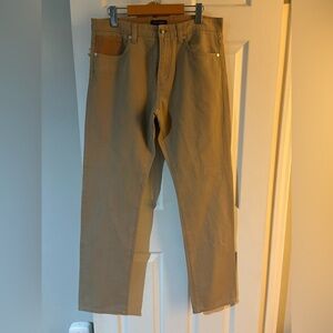 Kent & Curwen men’s tan zipper pant stretch denim size 32/32 100% cotton